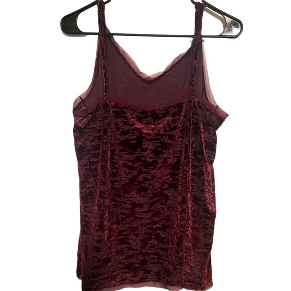 Worthington Woman Crushed Velvet Red Wine Camisole, Plus Size 1X NEW - Picture 2 of 9